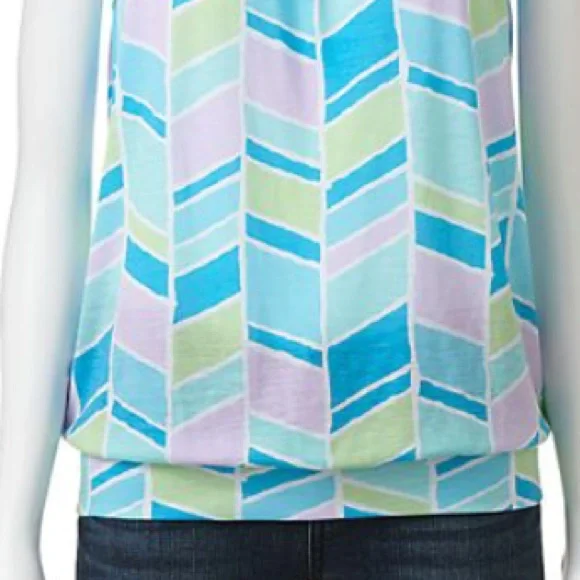 Blue Pink White Banded-Bottom Tube Top (Juniors) - Picture 2 of 3